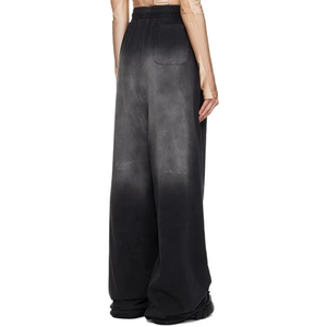 Men's Wide Leg Pants <b>Elastic</b> <b>Waist</b> Gradient Color Black Grey Breathable Casual Knitted Polyester Autumn Style - Product Image 3