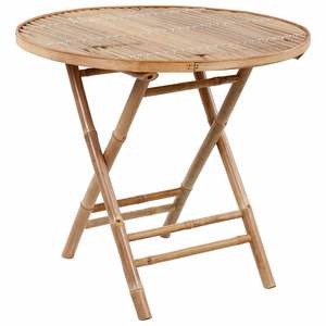 Set di 4 Tavoli da Pranzo da Esterno in Bambù Naturale con Set da Giardino Eleganti in Poliestere di Media Resistenza - Product Image 2