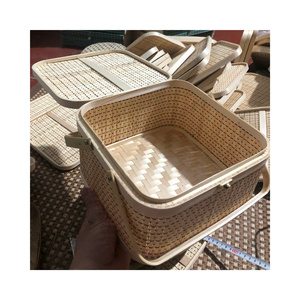 Cesta de Picnic de Bambú Natural Hecha a Mano, Solución Ecológica para Almacenamiento del Hogar - Product Image 1