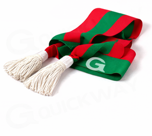 Tricolor <b>Red</b> Green <b>Scarf</b> Sash with Silver Tassel Custom Ceremonial Sash - Product Image 5