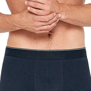 Calzoncillos bóxer de punto azul marino para hombre, de tiro medio, lisos, transpirables, de pierna larga - Product Image 6