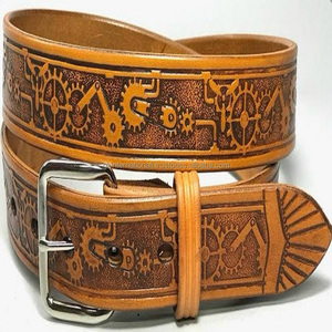 Cinturón de herramientas de cuero occidental auténtico bronceado de diseño personalizado para hombres y mujeres hebilla elegante de aleación niquelada - Product Image 4