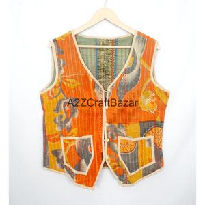 Handmade Vintage <b>Kantha</b> Quilted Floral Printed Logo 100% Pure Cotton Breathable Winter Summer Autumn Women Boho Style Regular - Product Image 5