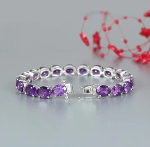 Natural Amethyst Stone 925 Sterling Silver Gold Plated Luxury <b>Charm</b> Bracelet Handmade February Birthstone Jewelry Gift for Women - Product Image 3