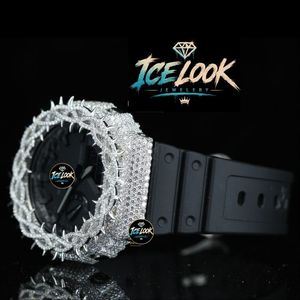 Reloj de Cuarzo con Incrustaciones de Moissanita, Correa de Acero Inoxidable, Esfera Redonda con Números Romanos, Diseño de Lujo para Hombre - Product Image 4