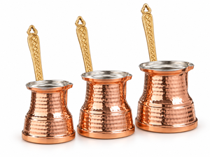 Cafetera Turca de Latón Martillado, Juego de Cezve con Asas Doradas Decorativas, Resistente al Calor, Aislamiento Térmico de 6-12 Horas, Estilo Clásico - Product Image 3