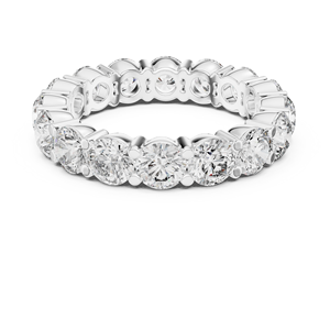 Anillo de Eternidad de Plata 925 con Moissanita, Corte Brillante Redondo, Bañado en Rodio, Engaste de Garras, Joyería para Aniversario de Bodas - Product Image 2