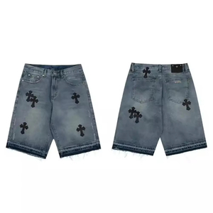 High Street Fashion <b>Elastic</b> <b>Waist</b> <b>Men</b> Denim Shorts Top Quality Custom Sublimated Printing <b>Men</b> Denim Shorts Fitness Shorts - Product Image 5