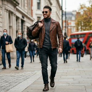 Veste en cuir décontractée pour homme, prix de gros de qualité supérieure, style tendance et de haute qualité. - Product Image 1