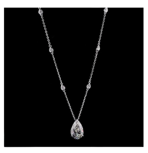 Nouveau design, collier pendentif en forme de poire avec diamant de laboratoire, chaîne de fiançailles en or blanc - Product Image 5
