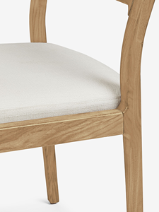 Silla Lateral Moderna de Madera de Roble con Tapicería de Lino Blanco - Product Image 5