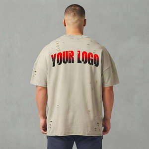 T-shirt surdimensionné pour homme, manches courtes, col rond, jersey de coton, style streetwear avec impression de lettres, logo sur le devant - Product Image 3