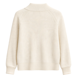 Chaqueta de punto con cremallera para mujer, textura acanalada suave, manga larga, cuello alto, ropa exterior informal para uso diario - Product Image 2