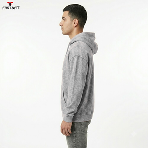 Wholesale Heavy-Weight Custom Oversized Acid <b>Washed</b> Distressed Hoodies for <b>Men</b> Ripped Winter <b>Men's</b> Hoodies - Product Image 5