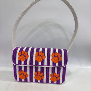 Sac fourre-tout personnalisé en perles, broderie artisanale de perles de rocaille, style universitaire, cadeau, logo personnalisé, fermeture éclair - Product Image 1