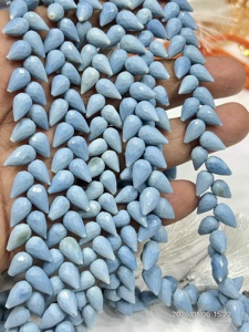 Cuentas facetadas de ópalo azul claro natural AAA en forma de lágrima, perforadas de fantasía, 6x9mm, hilo de 8 pulgadas, proveedor mayorista de China - Product Image 3