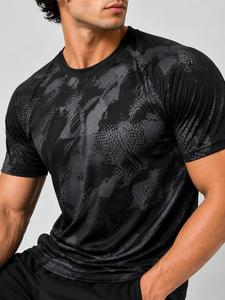 เสื้อยืดคอกลมแขนสั้นผู้ชาย ลายพราง แห้งเร็ว ผ้าถักโพลีเอสเตอร์ ทรงเข้ารูป สไตล์สปอร์ต โพลีเอสเตอร์ 100% - Product Image 6