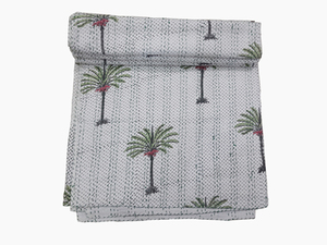 Cotton <b>Quilt</b> Set Palm Tree Pattern <b>Quilting</b> Simple Style All-Season Home Use Folded Design - Product Image 3