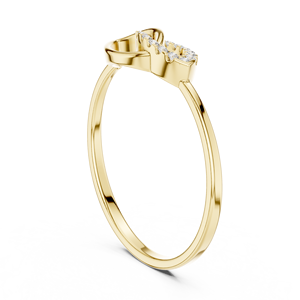 Anillo de oro macizo de 14k para mujer con diseño minimalista de hoja natural y diamante de corte redondo, ideal para regalo, compromiso, aniversario o boda. - Product Image 2