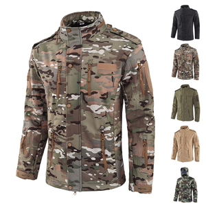 Winter Sports Outdoor <b>Men's</b> Soft Shell <b>Jackets</b> <b>Camo</b> Design Stand Collar Adjustable Velcro Cuff Rain Coat Softshell <b>Jackets</b> - Product Image 1