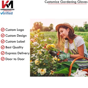 Gants de jardinage verts à imprimé floral, durables, en polyester et coton, longueur poignet, pour usage extérieur, style décontracté printemps-été - Product Image 2