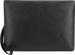 Black Leather Clutch <b>Wallet</b> with Cross Pattern and <b>Zip</b> Around Closure Fazmax Corporation Model A26 - Product Image 2