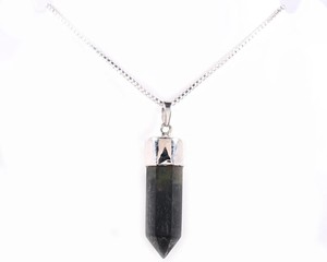 Collar con Colgante de Espinela Negra, Cadena de Plata de Ley 925 |   Joyería de Piedras Preciosas Naturales |   Colgante de Plata al por Mayor para Mujeres y Hombres - Product Image 1