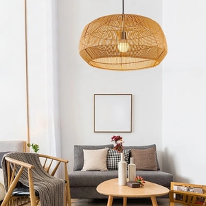 Nouveauté : Lampes suspendues d'intérieur asiatiques naturelles, faites à la main, luxe minimaliste, abat-jour en rotin tissé à la main, pour la maison, le salon - Product Image 1