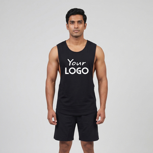 Camiseta Deportiva Personalizada de Color Sólido, Estilo Casual, con Logo, Sin Mangas, para Gimnasio, Fitness, de Algodón/Fibra de Bambú, Tejida - Product Image 3
