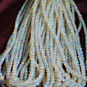 ลูกปัดโอปอลเอธิโอเปียทรงกลมเรียบ ขนาด 3.5-6 มม. อัญมณีธรรมชาติ 17 นิ้ว สำหรับทำเครื่องประดับ - Product Image 1