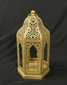 Exclusive Style Wholesale <b>Mini</b> Moroccan Gold Metal Candle Holder <b>Lantern</b> for Ramadan Tabletop and Hanging Decorations - Product Image 2