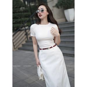Camiseta de algodón para mujer, cinturón informal con hebilla de metal para la cintura, accesorio para vestido, para conjunto de verano [A121] - Product Image 1