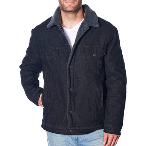 Veste en jean pour homme à manches longues avec doublure en sherpa, style chauffeur de camion - Product Image 5