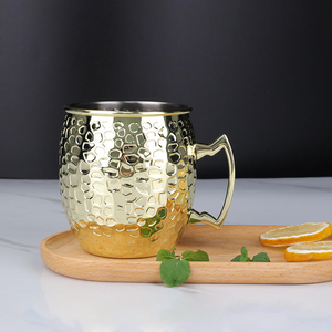 Taza Clásica Moscow Mule de Cobre, Vasos de Acero Inoxidable Martillado para Cerveza, Taza de Oficina con Recubrimiento de Cobre para Sublimación Metálica - Product Image 1