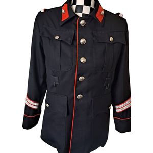 black <b>wool</b> Carabinieri formal jacket featuring iconic <b>red</b> piping and gold tone buttons voltigeur uniform - Product Image 6