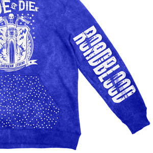 Sudadera con Capucha Ride Or Die para Hombre, Azul, Estilo Urbano, Estampada, de Algodón, con Patrón Geométrico, Logotipo Frontal, Corte Regular, para Otoño - Product Image 2
