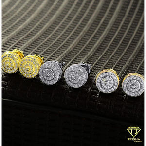 Pendientes de lujo con diamantes cultivados en laboratorio, plata de ley 925, estilo hip hop, brillantes, para hombre y mujer - Product Image 3