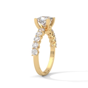 Bague de fiançailles en or jaune 14 carats avec diamant de laboratoire taille princesse, sertie à griffes, bijou pour anniversaire de mariage - Product Image 2