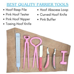 Kit de herramientas para el recorte y prueba de pezuñas de caballos con lima de pezuñas, pulidor, alicate para abcesos, cuchillo curvo, alicates para pezuñas y probador de sensibilidad - Product Image 2