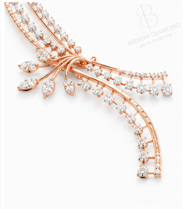 Elegant floral <b>necklace</b> in 18K rose gold with sparkling lab grown diamonds graceful modern couture bridal fashion des - Product Image 5
