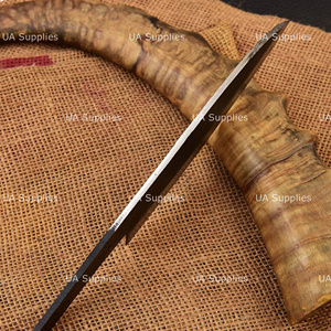 Hand Forged Carbon Steel Kitchen Knife Blank <b>Drop</b> Point Straight <b>Back</b> Bevel Edge 0.5mm Thickness Wood Handle OEM DIY Project - Product Image 5
