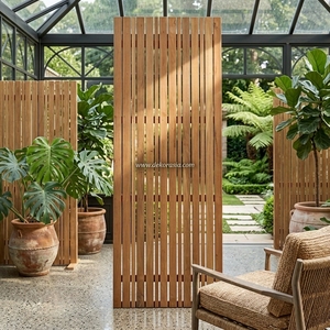 Clôture en bois Merbau. Écran vertical en bois, panneaux en bois pour intérieur et extérieur - Type C - Product Image 6