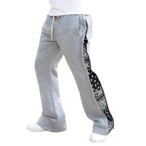 Pantalons de survêtement pour homme, style streetwear d'hiver, motif paisley, coupe ample, jambes larges, cordon de serrage, avec logo personnalisé, bas en toile - Product Image 2