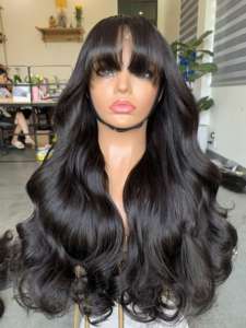 Extensiones de cabello humano crudo vietnamita, peluca con malla frontal de 300g con peinado ondulado, mezcla de colores naturales, longitud disponible de 8-32 pulgadas - Product Image 3