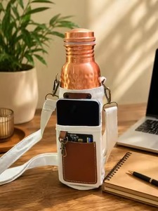 Etching Copper Double Wall Eco-Friendly 34 Oz Large Hammered 100% Ayurvedic Pure Leak-Proof Straw Water Bottle - Product Image 5