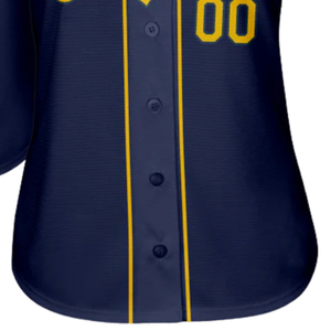 Men Navy Gold Baseball Jersey Button Front Team Shirt Performance <b>Athletic</b> Game Day Practice Sports Uniform Wear - Product Image 6