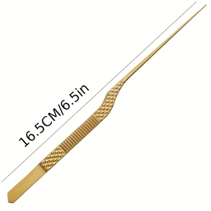 Pince à épiler chirurgicale dorée incurvée pour le nettoyage des oreilles, instrument de précision de 16,5 cm pour l'hygiène et l'entretien des oreilles, à usage médical - Product Image 1