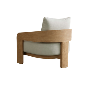 Fauteuil d'extérieur contemporain en teck massif, design ergonomique haut de gamme, siège rembourré, imperméable, chaise longue de jardin de luxe - Product Image 3