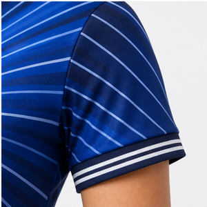 Polo pour femme personnalisé bleu marine rayé, séchage rapide, respirant, manches courtes, uniforme de golf performant WPS-0796 - Product Image 5