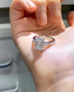 Hot Sale 925 Sterling <b>Silver</b> <b>Emerald</b> Cut Moissanite Diamond <b>Ring</b> for Festival and Special Occasions Use for Bulk Quantity - Product Image 1